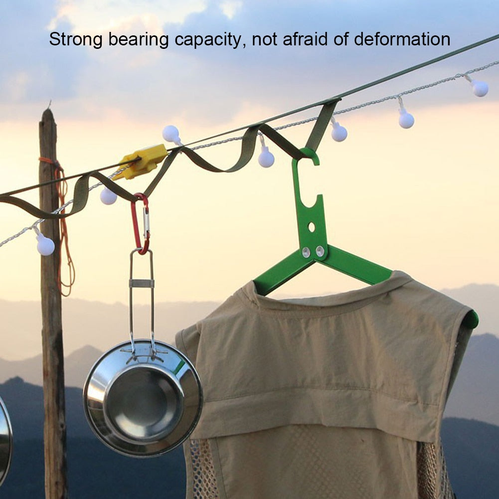 New Aluminum Alloy Folding Clothes Hanger Outdoor Camping Coat Drying Rack Space-saving Metal Hangers For Travel Accessories