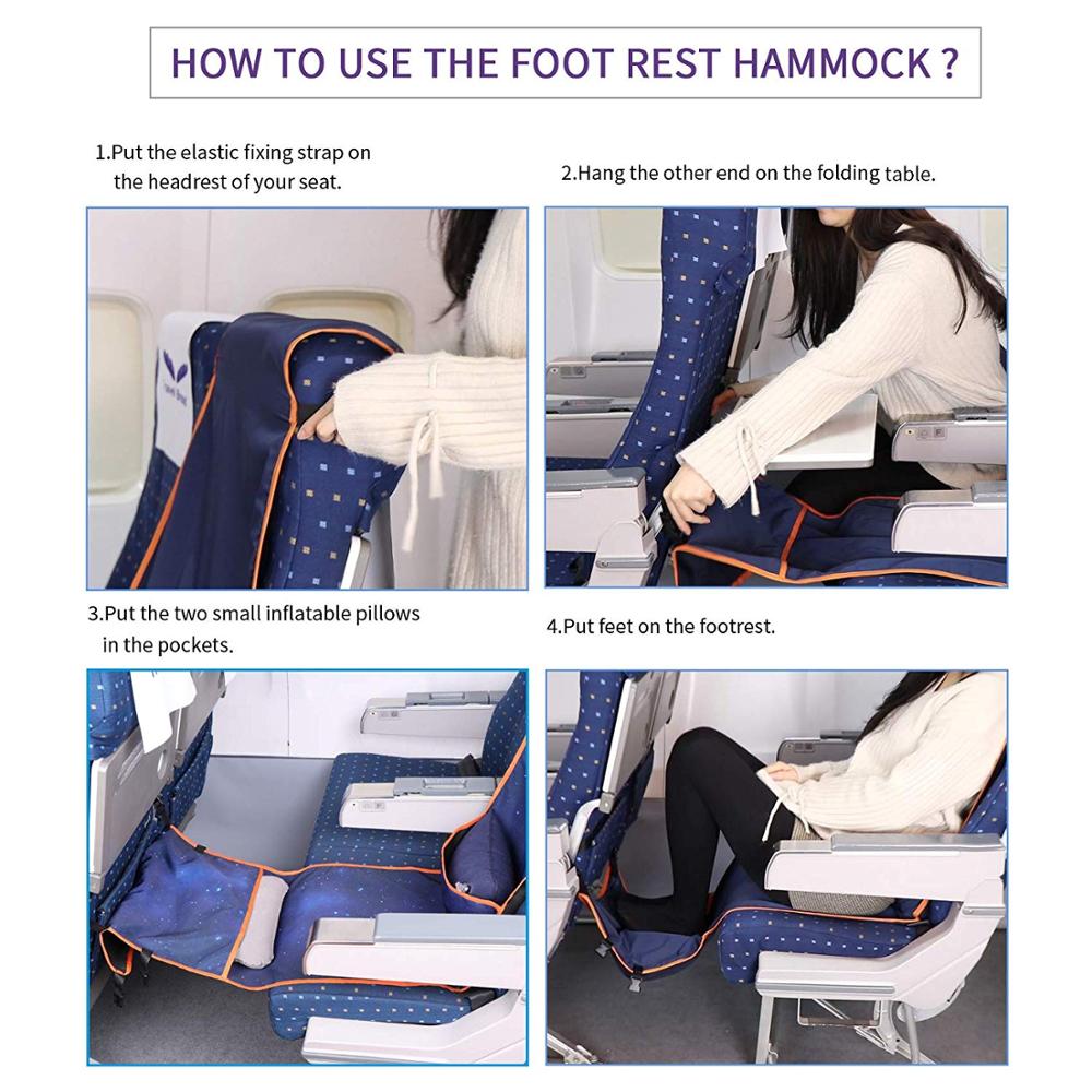 Adjustable Footrest Hammock with Inflatable Pillow Seat Cover Planes Trains Buses Swing Chair Outdoor Chair Travel Hammock Chair