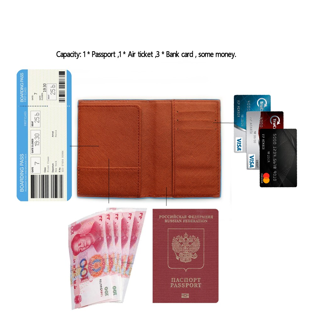 Disney Stitch Kids Passport Cover Leather Travel Passport Holder For Men Function Business Card Case with 3 card holder