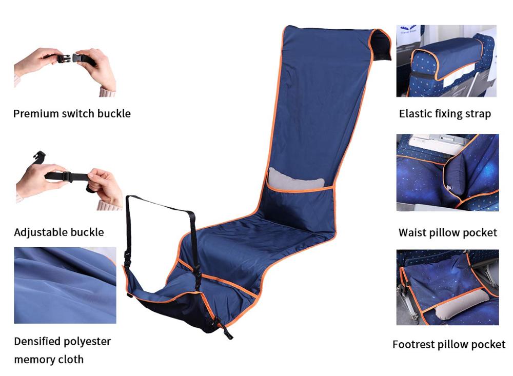 Adjustable Footrest Hammock with Inflatable Pillow Seat Cover Planes Trains Buses Swing Chair Outdoor Chair Travel Hammock Chair