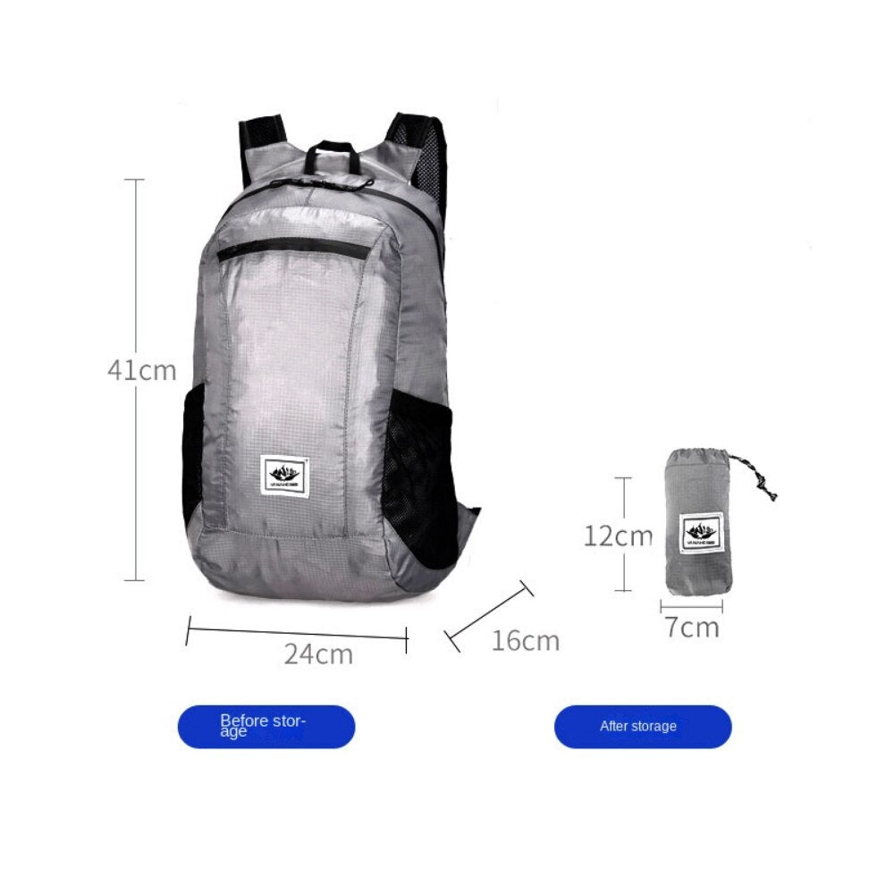20L Foldable Waterproof Backpack Folding Bag Lightweight Portable Ultralight Outdoor Pack For Women Men Travel Hiking Cycling