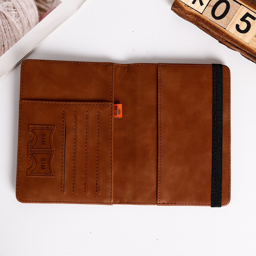 Women Men RFID Vintage Business Passport Covers Holder Multi-Function ID Bank Card PU Leather Wallet Case Travel Accessories