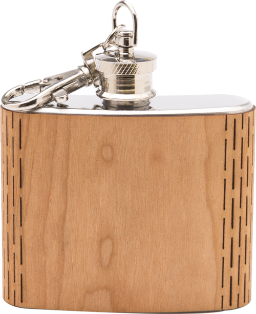 Customizable 2 oz. Wood Keychain Flask